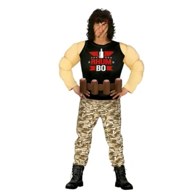 Image of FIESTAS GUIRCA Rhum Bo Muscled Military Warrior Fancy Dress Costume Funny with Beer Holder Stag Do Comedy Outfit for Men Size M