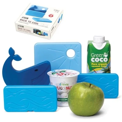 Image of Monkey Business Back to Cool Ice Pack Set, 4 Reusable Packs for Lunch Boxes and Cooler Bags, Colorful Camping Refillable Food (Whale Set)
