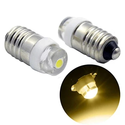 Image of Ruiandsion 2pcs E10 LED Bulb DC 5 24V 0.5W 3000K Warm White 200LM for Torchlight Flashlight Torch Headlight,Negative Earth