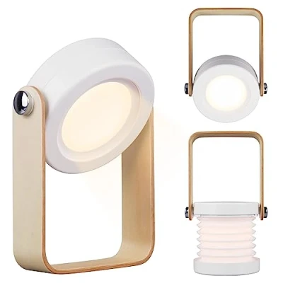 Image of Cordless Table Lamps,Rechargeable Portable Folding LED Lantern Lamp,Battery Operated Reading Light Lamp,Dimmable Multifunctional Night Light,Bedside Lamp for Bedroom,Living Room,Camping
