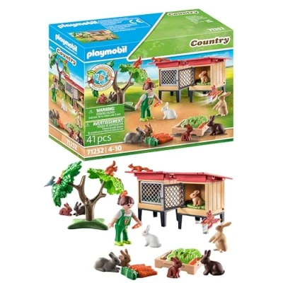 Image of Playmobil 71252 Country Rabbit hutch, Animals for the organic farm, Sustainable toys children ages 4+