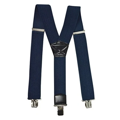 Image of Olata Men&#039;s Heavy Duty Y Shape Braces/Suspenders with Extra Wide Straps 5cm. Dark Blue