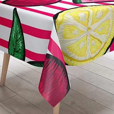 Image of Himlaya 3D Fruit Printing Tablecloth, Rectangular Easy Wipe Clean Table Cloths Square Waterproof Stain Proof Oil Cover for Kitchen Dining Party (Strawberry,140x260cm)