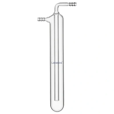 Image of Labasics Glass Vacuum Cold Trap, One Piece Borosilicate Trap with Hose Connection for Lab Use, 10mm Serrated Hose, 200mm Length