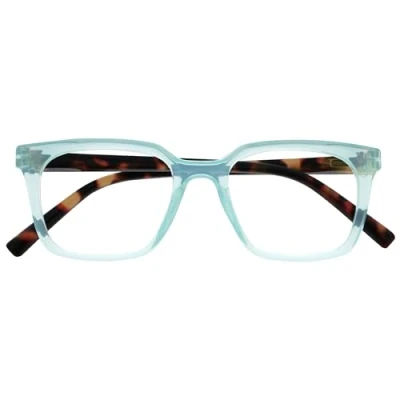 Image of OPULIZE KOI Reading Glasses Large Rectangular Frame Aqua Mens Womens Spring Hinges R50 Q +1.00