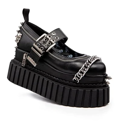Image of LAMODA Womens Hazardous Platform, Black Skull, 3 UK