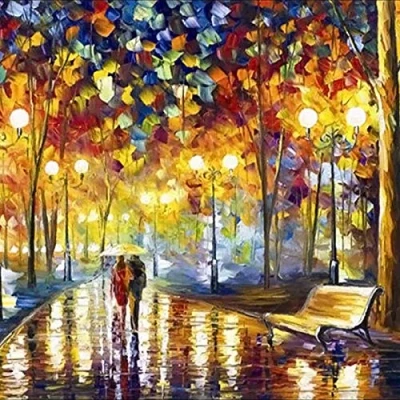 Image of Vicloon DIY 5D Diamond Painting Kits, Full Drill Couple Street Pattern Painting, View by Number Kits for Relaxation, Parent Child Activity and Home Wall Decor Gift (30 * 40cm)