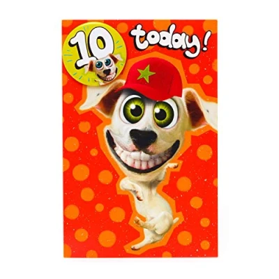 Image of UK Greetings 10th Birthday Card for Him/Friend Wacky Dog Design