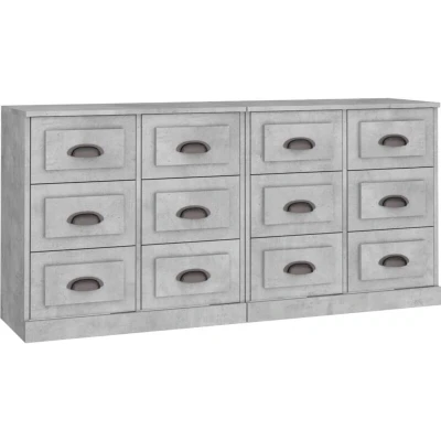 Image of vidaXL Sideboards 2 pcs Concrete Grey Engineered Wood