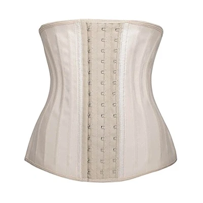 Image of YIANNA Waist Trainer Women Latex 25 Steel Boned Corset Tummy Control Body Shaper Cincher Shapewear For Sport Girdle Beige S 1210