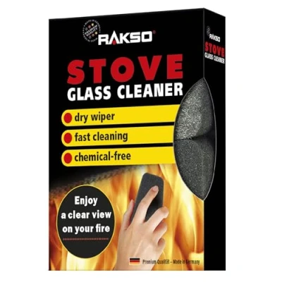 Image of TROLLULL Stove Glass Cleaner for woodburning stoves and Burners, Sponge, Fireplace Cleaner, pane 2 Pieces