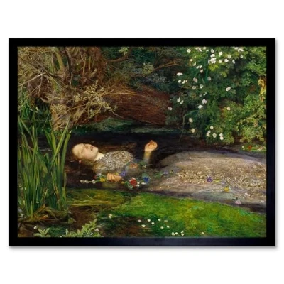 Image of John Everett Millais Ophelia Cropped Art Print Framed Poster Wall Decor 12x16 inch