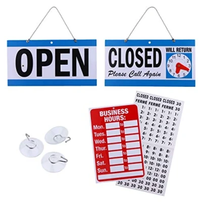Image of Business Hour Open Closed Sign Bundle of Office Hours Will Return Clock with Suction Cups for Door Window Businesses Stores Restaurants Bars Retail Barbershop Salon Shops