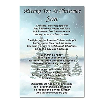 Image of Lisa&#039;s Gifts Missing You at Christmas Son Memorial Graveside Funeral Poem Keepsake Card Includes Free Ground Stake F375