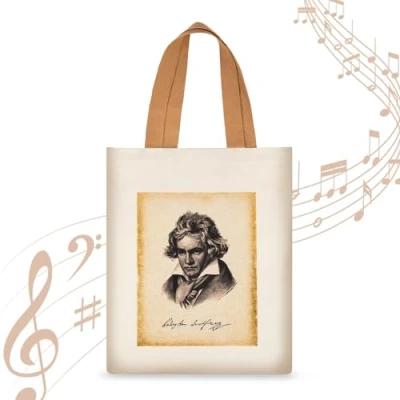 Image of KingPoint Musician Tote Bag Piano Keys Handbag Composer Shoulder Shopping for Music Lovers Gift