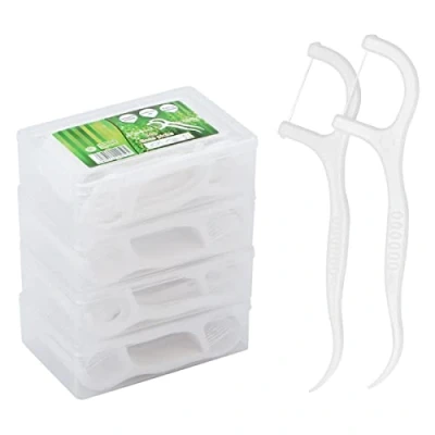 Image of 200 Pcs Dental Floss Sticks 2 in 1 Picks Toothpick, Disposable Toothpicks Teeth Cleaning with 4 Portable Storage Cases for Travel Home Office, Keep Your Mouth Fresh and Clean