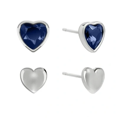 Image of Radley Silver Plated Blue Heart Stone Set Twin Pack Stud Earrings