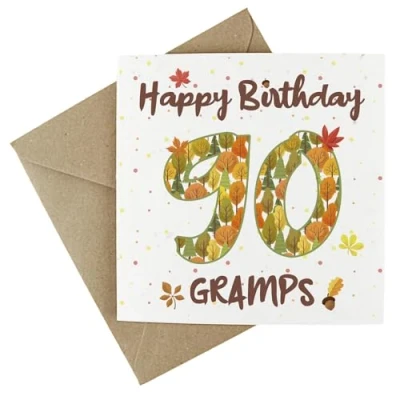 Image of Gramps 90th Birthday Card Autumn Leaves Wildflower Seed Eco Friendly Plantable Greetings for