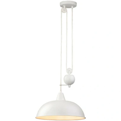 Image of Century 1 Light Rise &amp; Fall Dome Ceiling Pendant White, E27