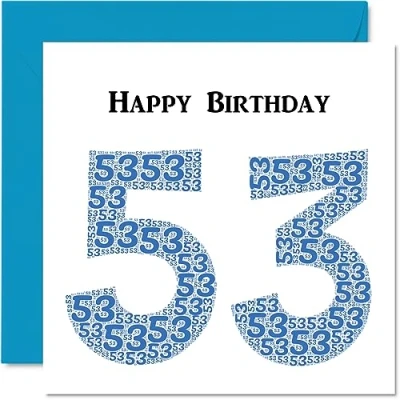 Image of Fun 53rd Birthday Cards for Men Shapecloud Happy Card Dad Mum Grandad Nanny Grandma Uncle Auntie Cousin Friend, 145mm x Greeting Cards,