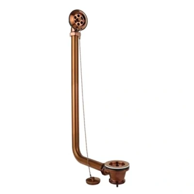 Image of Milano Elizabeth Traditional Exposed Bath Waste and Plug Ball Chain Brushed Copper