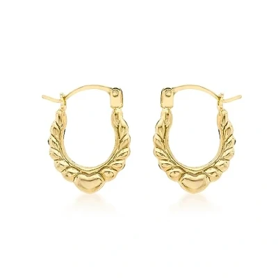 Image of Carissima Gold Women&#039;s 9ct Yellow Patterned Creole Earrings