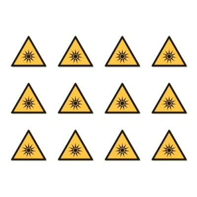 Image of Optical Radiation Warning W027 DIN EN ISO 7010 / ASR A1.3 Sticker Diameter 2.5 cm Pack of 12