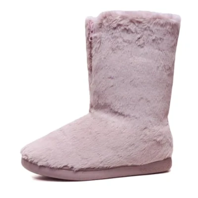 Image of DUNLOP Ladies Bootie Slippers Soft Warm Cosy Faux Fur Lined Sparkly Winter Ankle Boots (Pink Z, UK Footwear Size System, Adult, Women, Numeric, Medium, 5)