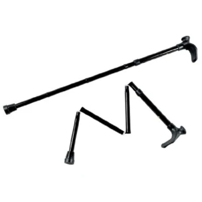 Image of HOMECRAFT Contoured Grip Sticks, Folding Walking Stick with Black Shaft, Ergonomic Handle Design for Those Weak Grasp or Arthritis, 775 875mm, Right Hand (Eligible VAT relief in the UK)