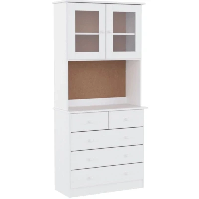 Image of vidaXL Solid Pine Wood Highboard with Ample Storage and Untreated Surface, Top Dresser Sideboard Included, Scandinavian Style Brown&#039;