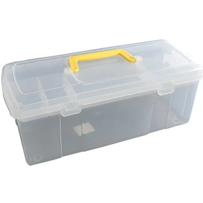 Image of Whitefurze Utility Box with Yellow Handle, Natural, 5 Litre