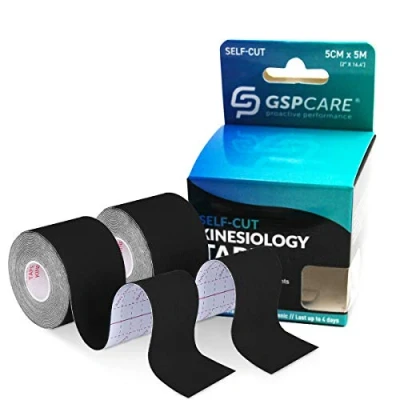 Image of GSPCARE Kinesiology Tape, 16.4ft Uncut Elastic Muscle Sports Tape for Exercise, Latex Free Waterproof Physio Knee Shoulder and Elbow Recovery (2 Rolls Pack)