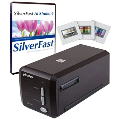 Image of Plustek OpticFilm 8300i Ai Film Scanner Converts 35mm &amp; Slide into Digital, Bundle SilverFast Studio 9 + QuickScan Plus, Include Advanced IT8 Calibration Target (3 Slide)