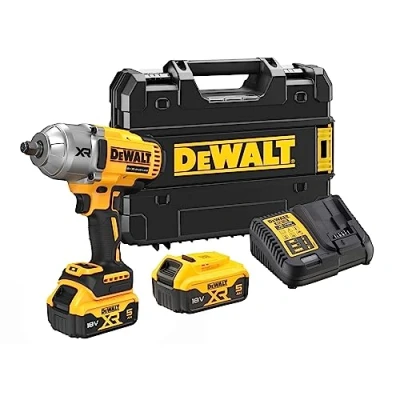 Image of Dewalt XR DCF900P2T Cordless Impact Wrench (18 V, ½ Inch External Square Socket with Snap or HOG Ring, 1,396 Nm Tightening Torque &amp; 1,898 Release Torque, Includes 2X 5.0Ah Batteries, Charger