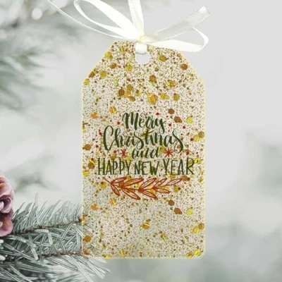 Image of Uniqicon 12Pcs Gold Sequin Tag For Crafting, Sublimation Acrylic Sheet Blanks, DIY Blanks Ornament, Ornaments Gift Tag, Keepsakes, Christmas