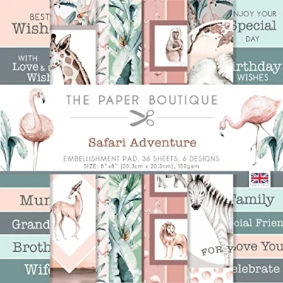 Image of Paper Boutique Safari Adventure Embellishments Pad, Multicoloured, 8 x inches