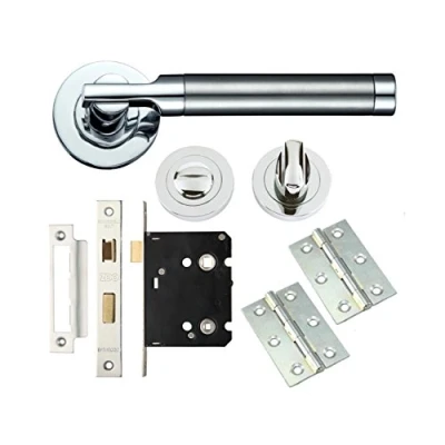 Image of DJM Direct Dual Finish Lever Internal Door Handle Bathroom Pack Satin/Polished Chrome