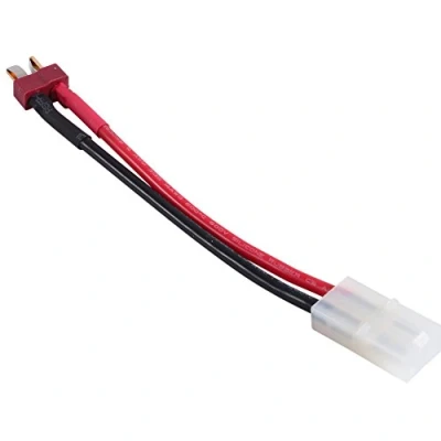 Image of Deans Style T Plug Male to Large Female Connector Adapter 14AGW Soft Silicone Cable