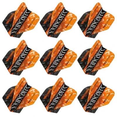 Image of RED DRAGON Yin Yang Double Sided Peter Wright Snakebite Orange &amp; Black Standard Dart Flights 3 Sets Per Pack (9 in total)