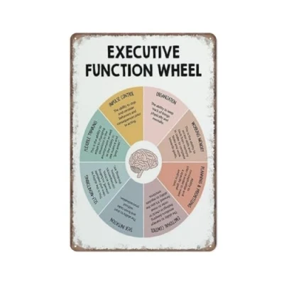 Image of KOPUTE Executive functioning wheel, function art, Mental health poster, Autism, coping skills, anxiety relief, Retro Metal Poster Kitchen Garden Farm Home Decoration, tin sign 30X40cm