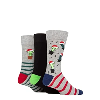 Image of Mens 3 Pair SOCKSHOP Wildfeet Winter Wonderland Christmas Cube Gift Boxed Socks Cacti 7 11