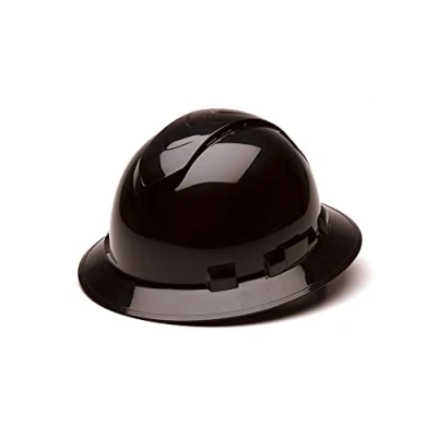 Image of Pyramex Safety Ridgeline Full Brim Hard Hat, Vented, 4 Point Ratchet Suspension, Black, Medium