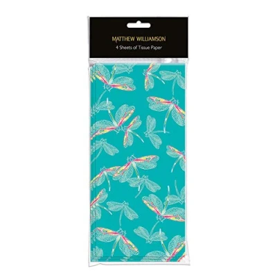 Image of 1 Pack of High Quality Dragonflies Aqua Designer Tissue Paper V&amp;A Collection