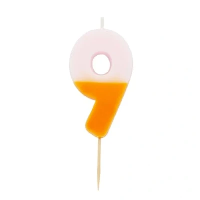 Image of Talking Tables Orange and Pink Number 9 Candle for Cakes Colourful Birthday Cake Topper Decorations Kids Party, Boys, Girls 9th, 19th, Anniversary, Milestone
