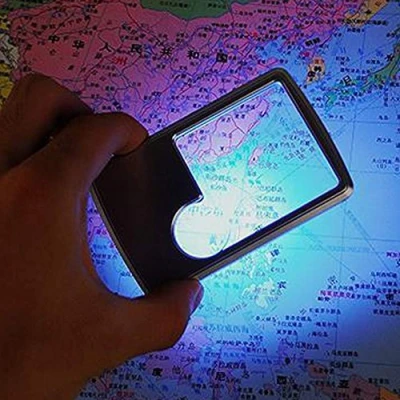 Image of Square Credit Card Pocket Magnifier, Portable Ultra Thin 3X 6X LED Loupe