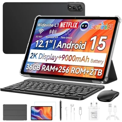 Image of Blackview MEGA 2 Tablet 12 inch Android 15 with Keyboard, Mouse, Pen, Case &amp; SIM Card Slot 36GB + 256GB (2TB) 2.4K 120Hz FHD+ IPS Display, 9000mAh/33W, 5G WiFi, GPS
