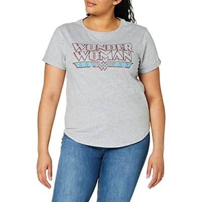Image of DC Comics Women&#039;s Wonder Woman Retro T Shirt, Sports Grey, Small