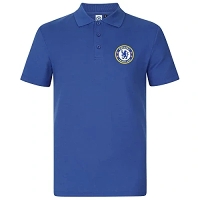 Image of Chelsea FC Official Football Gift Mens Crest Polo Shirt Royal Blue Small