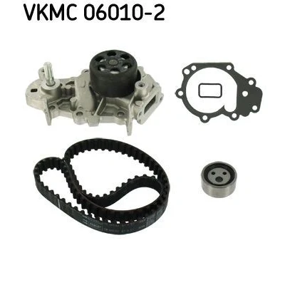 Image of 210109189R, 7700102047, 7700106241, 7700113061, 7700736085 Water Pump + Timing Belt Kit SKF VKMC 06010 2 87 with rounded tooth profile Sheet Steel