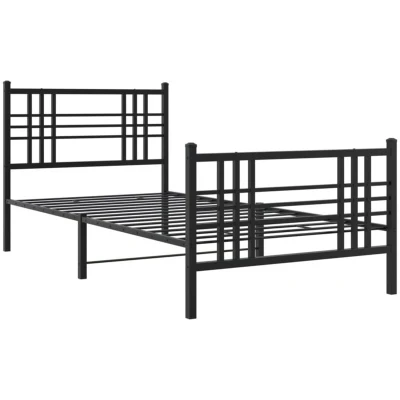 Image of vidaXL Metal Bed Frame without Mattress with Footboard Black 107x203cm